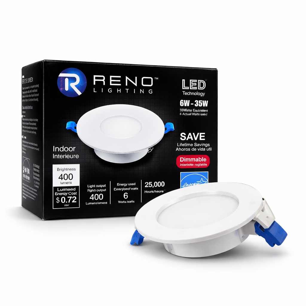 Reno Lighting RENO-3-S6W-345K-WH 3" LED Recessed Downlight 6W 3450K Dimmable 400 Lumens White