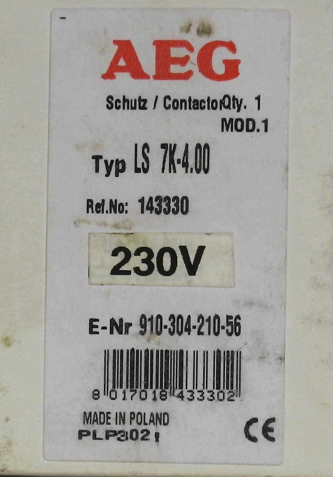 AEG LS 7K-4 CONTACTOR / LIGHTING