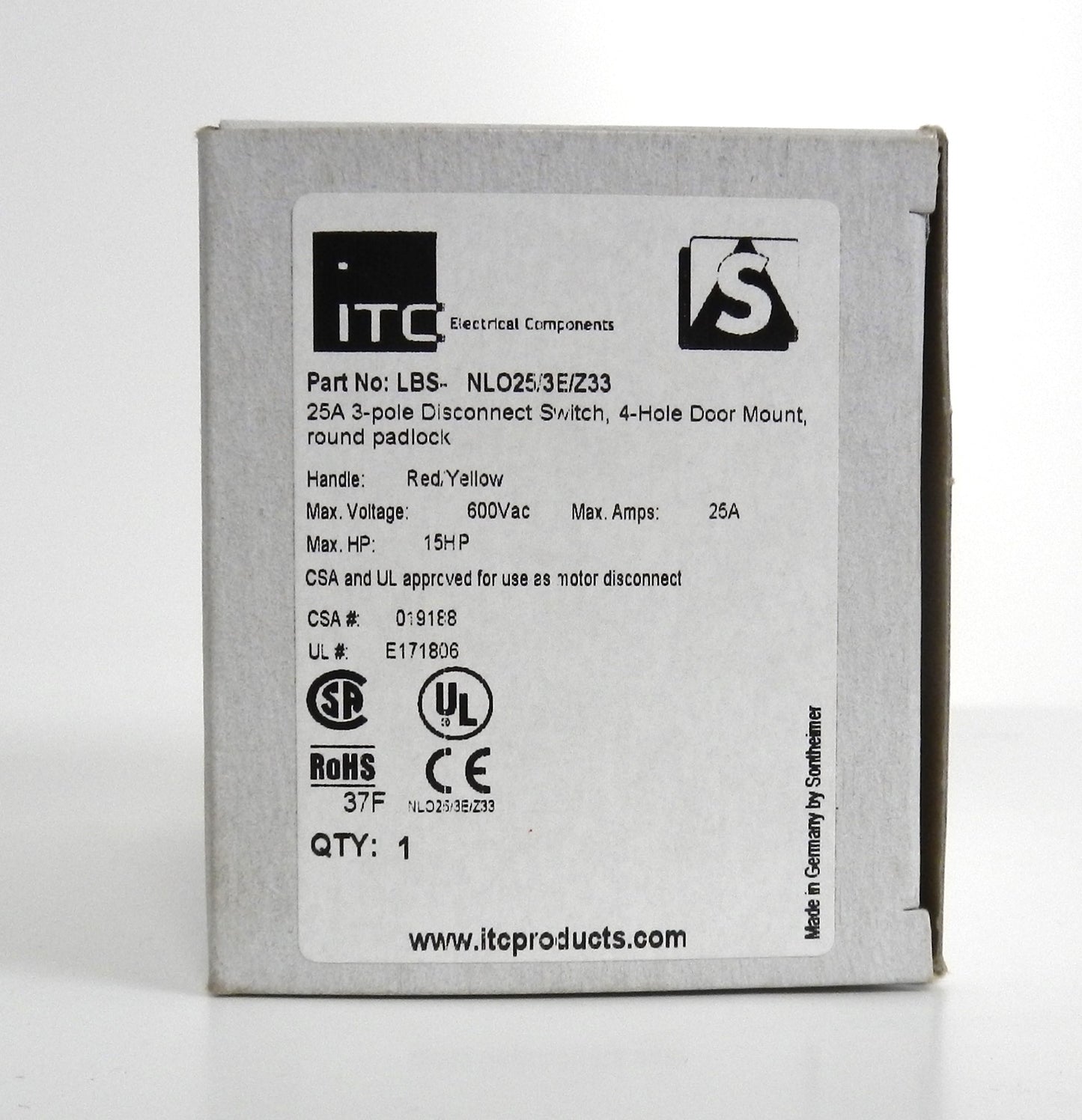 ITC LBS-NLO25/3E/Z33 DISCONNECT SWITCH