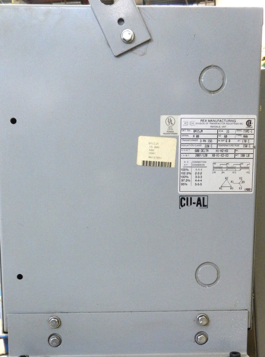 REX BA15JM, 15 KVA TRANSFORMER