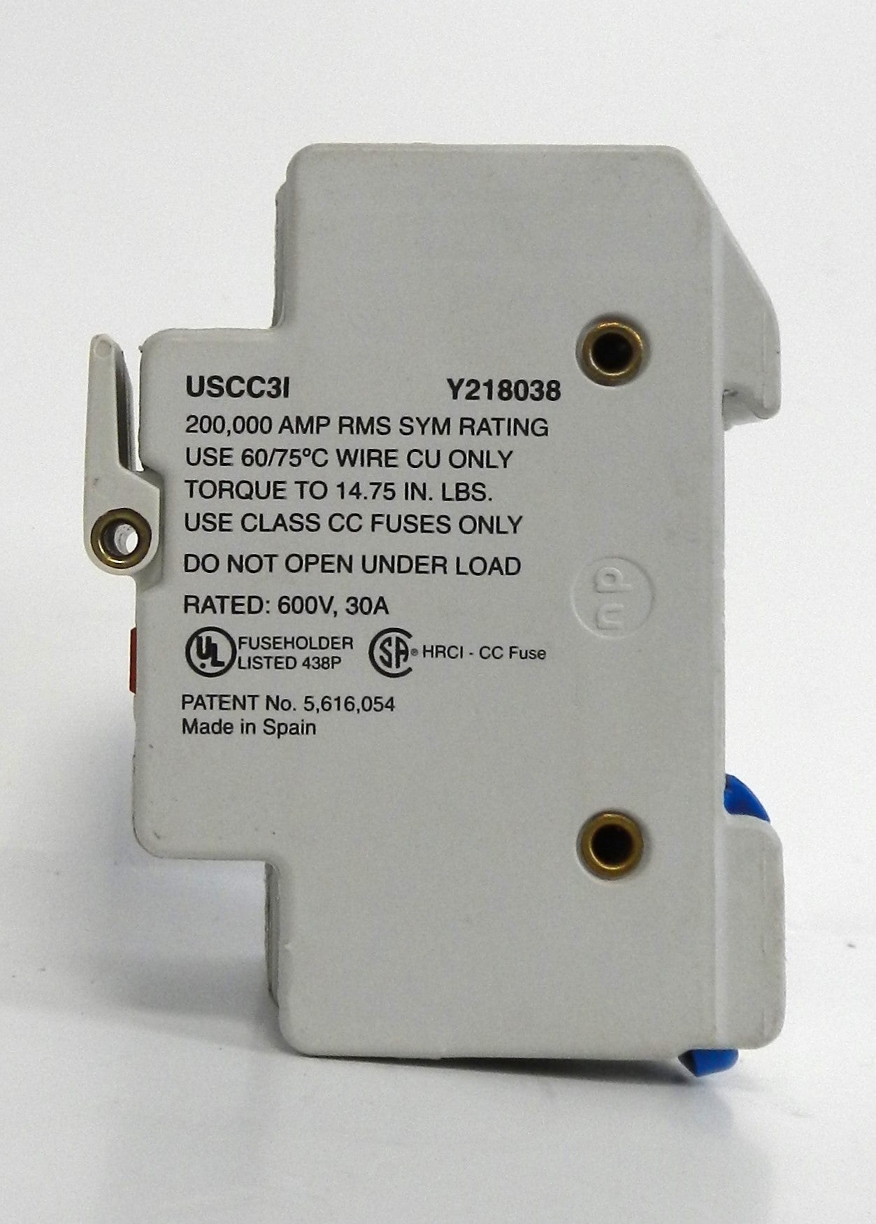 USCC3I Y218038 Ferraz Shawmut UltraSafe Class CC Fuse Holder 30A 3-Pole 600VAC DIN Rail