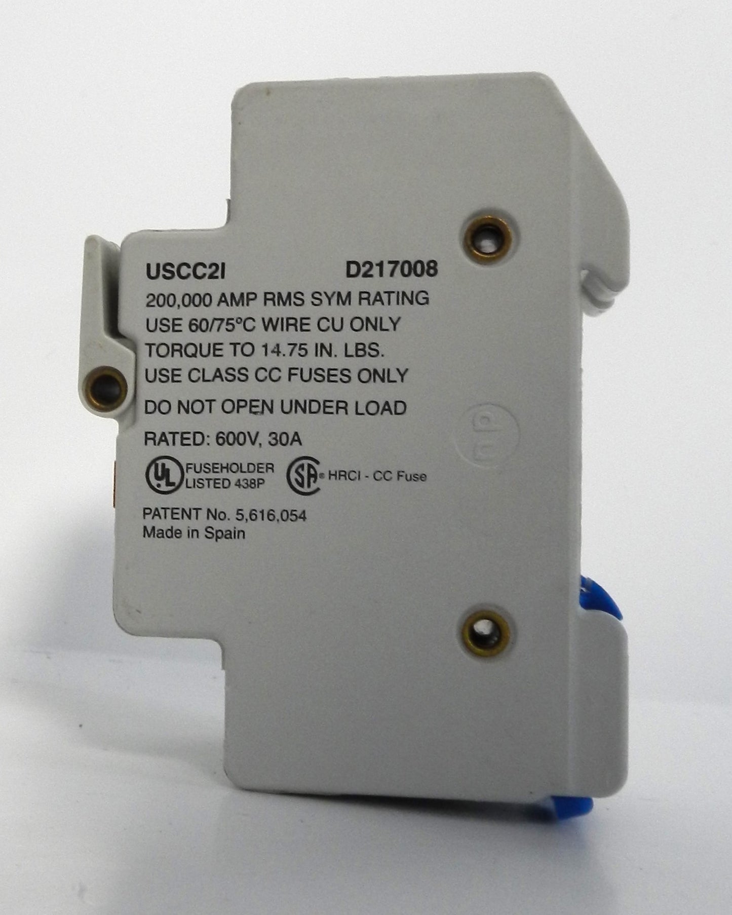 D217008 Ferraz Shawmut UltraSafe Class CC Fuse Holder 30A 600V 2-Pole DIN Rail