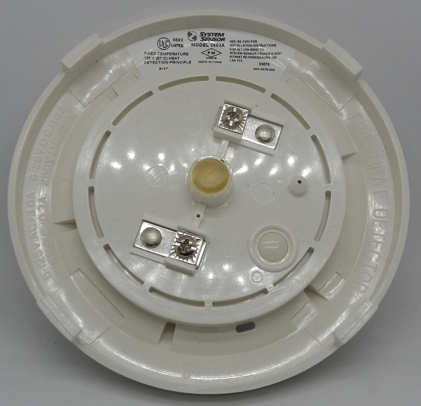 System Sensor 5603A 135°F (57°C) Fixed-Temperature Heat Detector