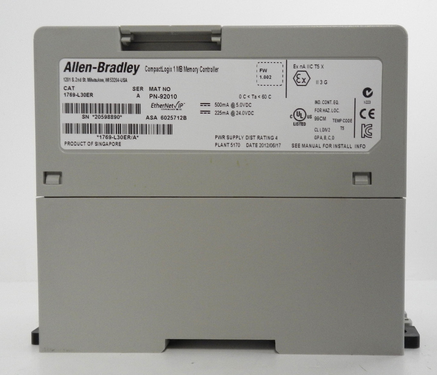 ALLEN-BRADLEY 1769-L30ER CONTROLLER