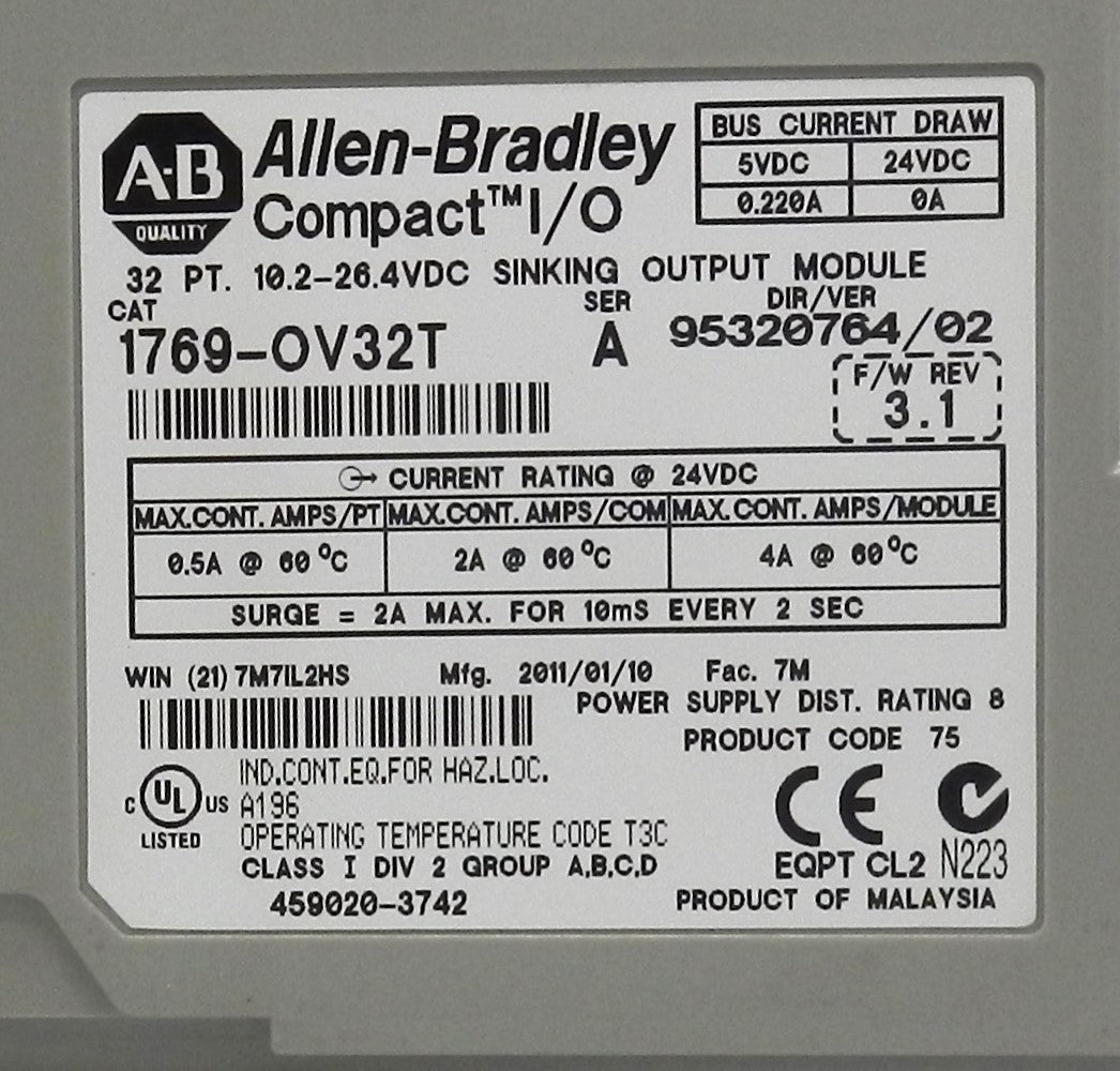 ALLEN-BRADLEY 1769-OV32T OUTPUT MODULE