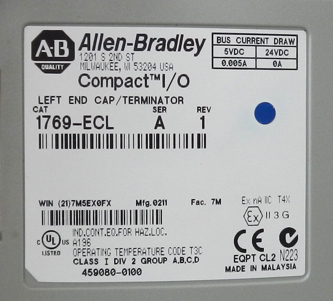 1769-EC Allen-Bradley Compact I/O End Cap Terminator for CompactLogix PLC