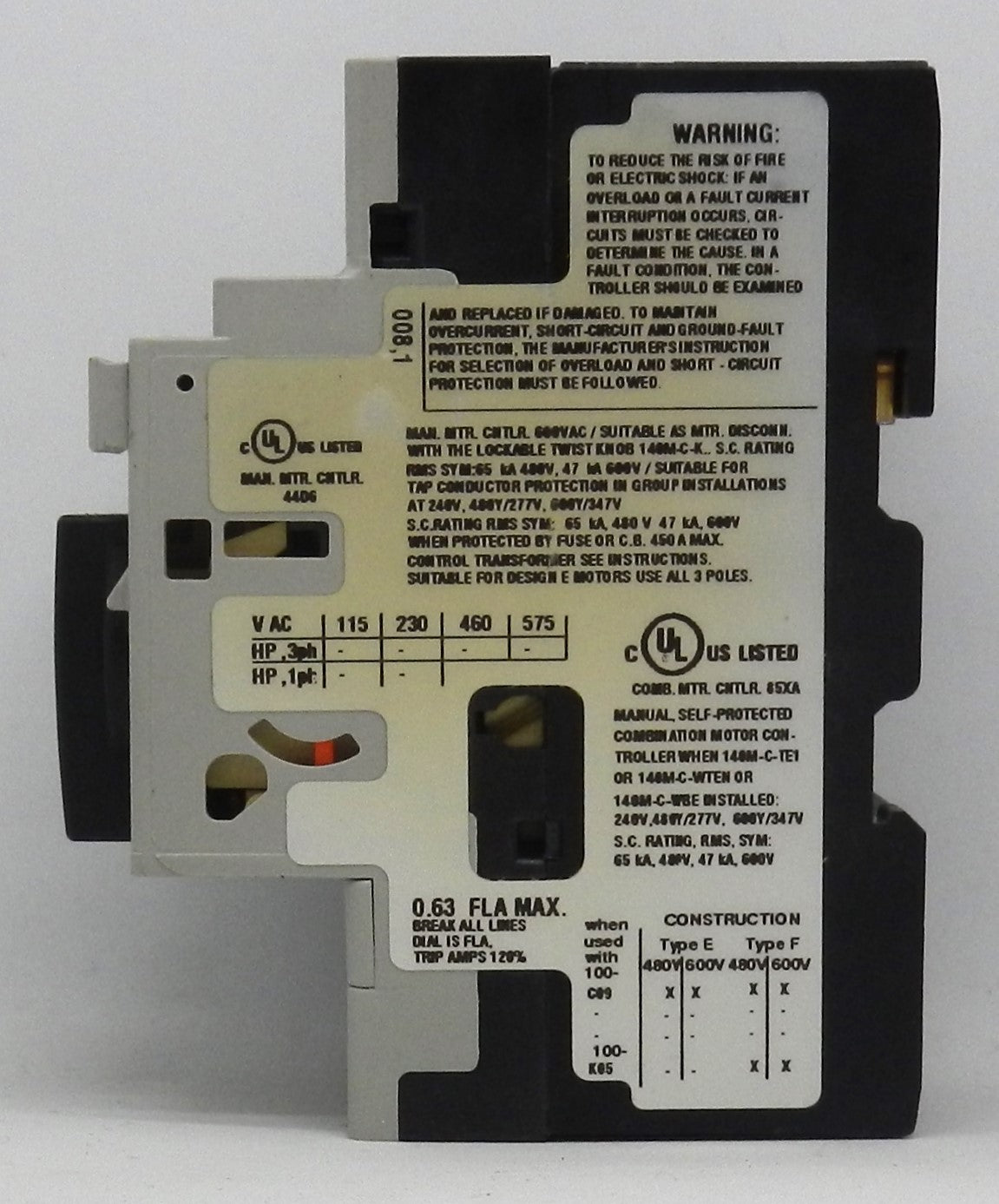 ALLEN-BRADLEY 140M-C2E-A63 CIRCUIT BREAKER