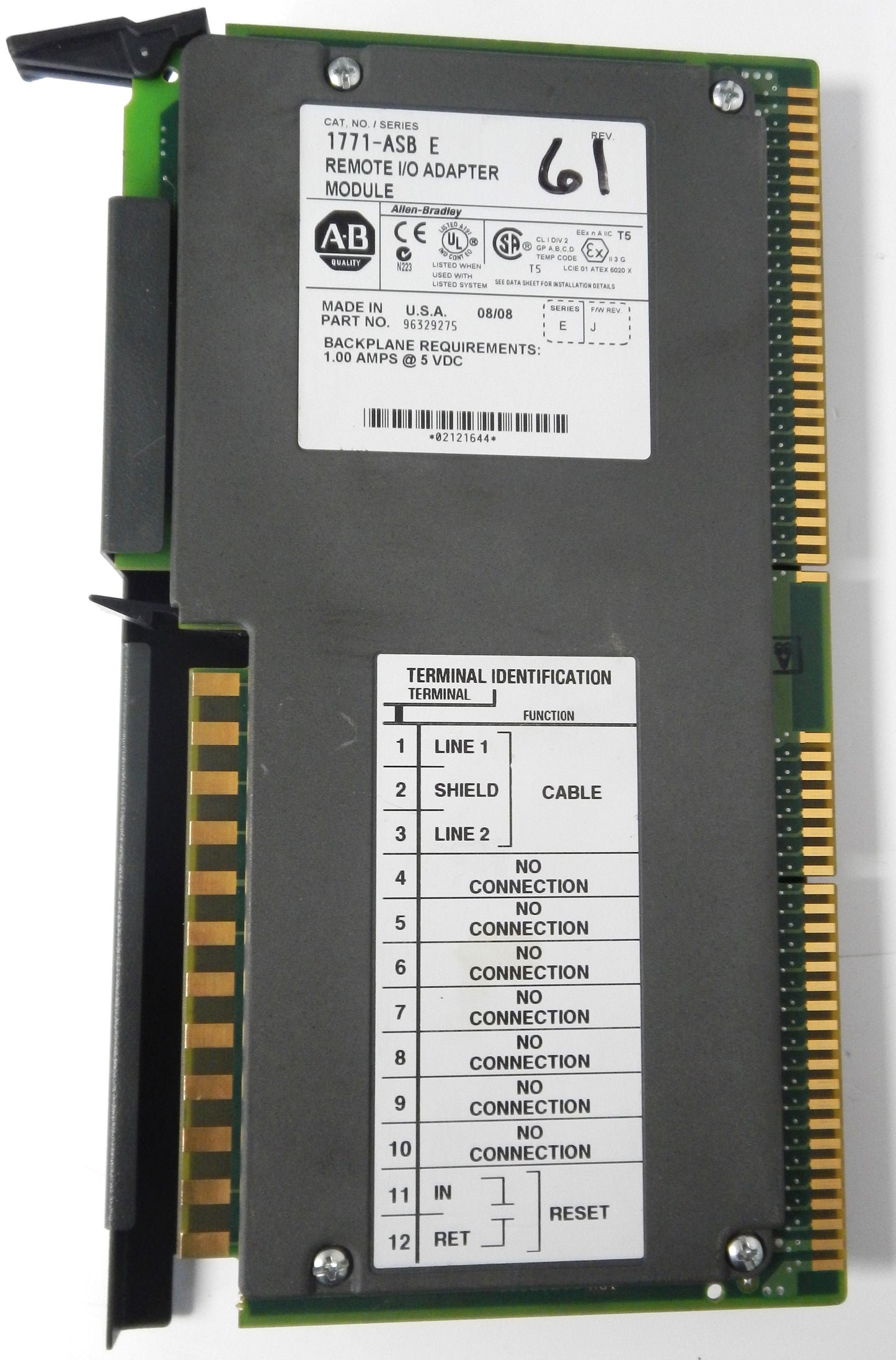 ALLEN-BRADLEY 1771-ASB INPUT/OUTPUT ADAPTER MODULE