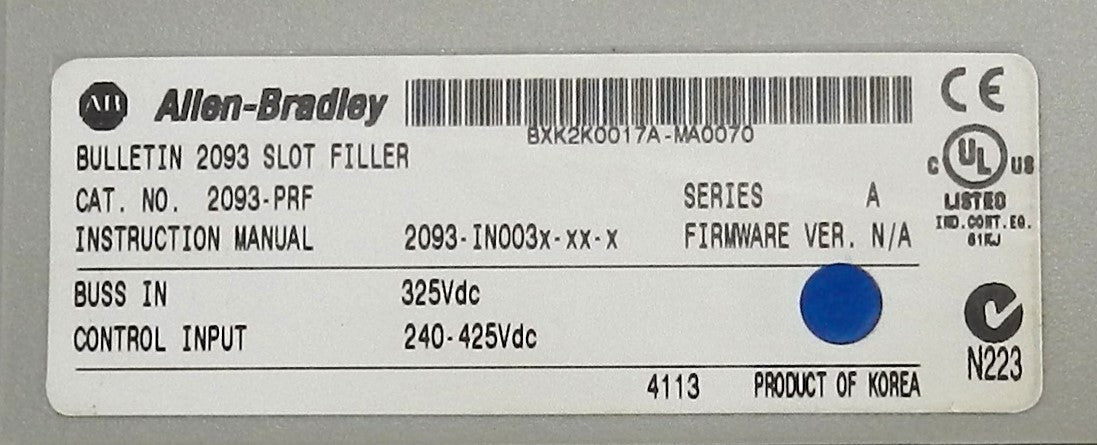 ALLEN-BRADLEY 2093-PRF POWER RAIL SLOT FILLER