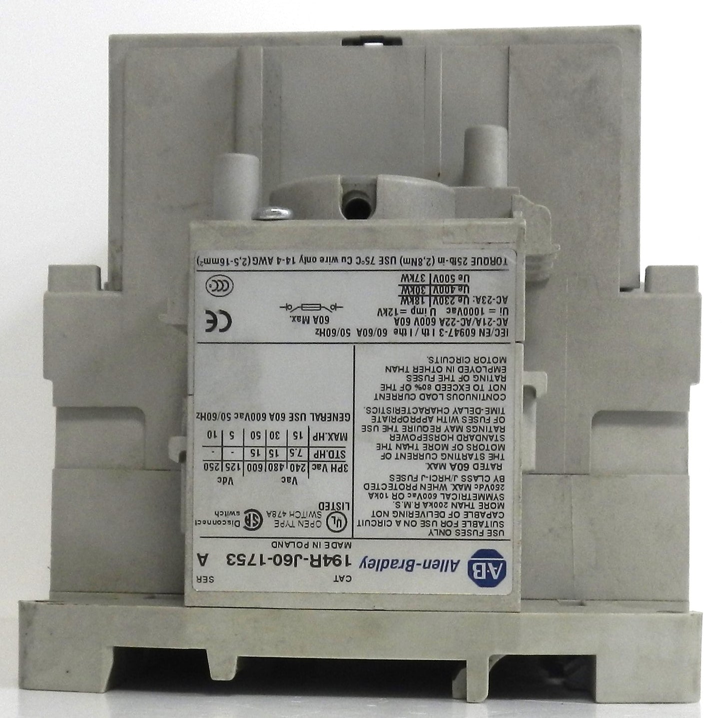 ALLEN-BRADLEY 194R-J60-1753 DISCONNECT SWITCH