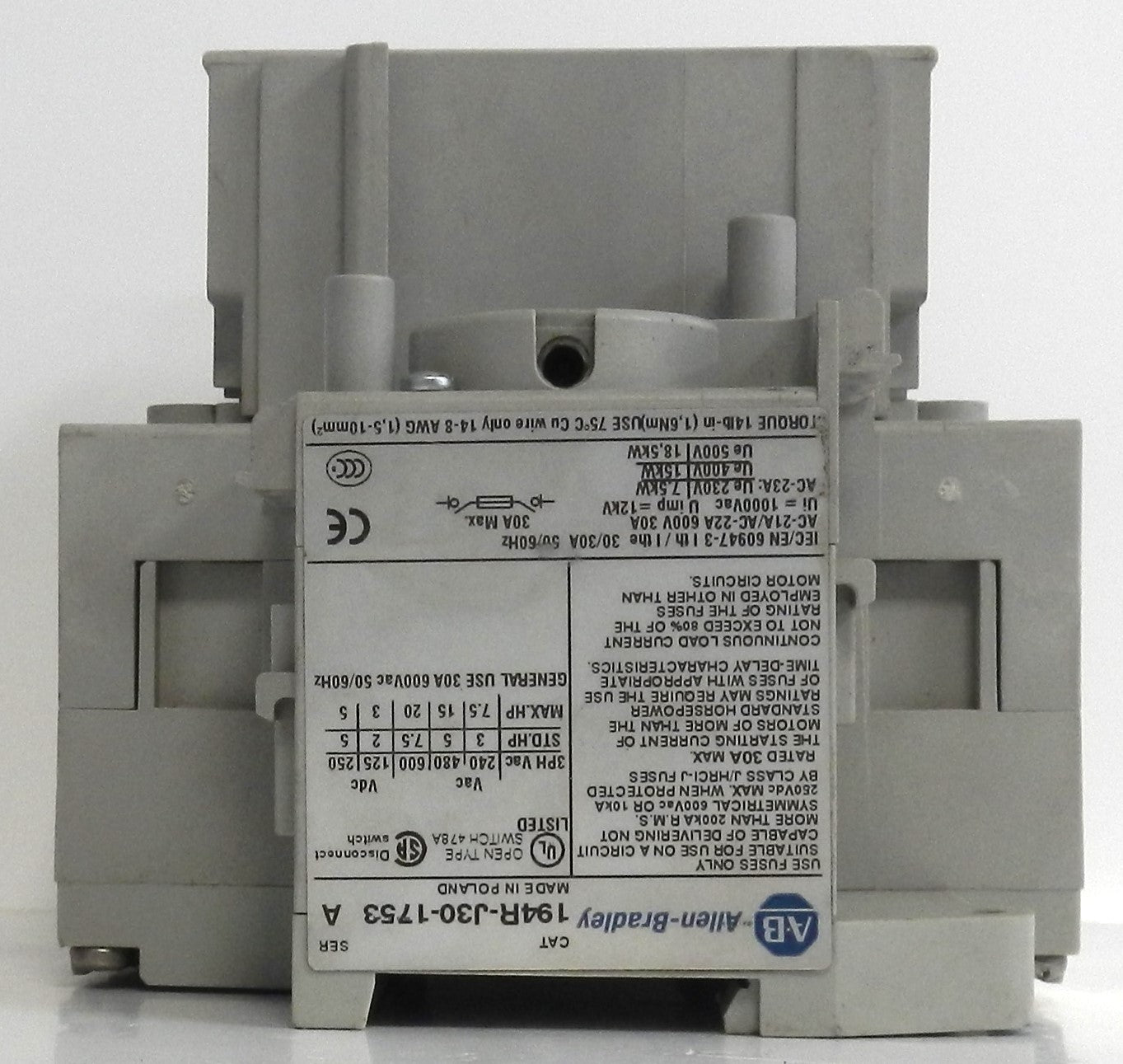 ALLEN-BRADLEY 194R-J30-1753 DISCONNECT SWITCH