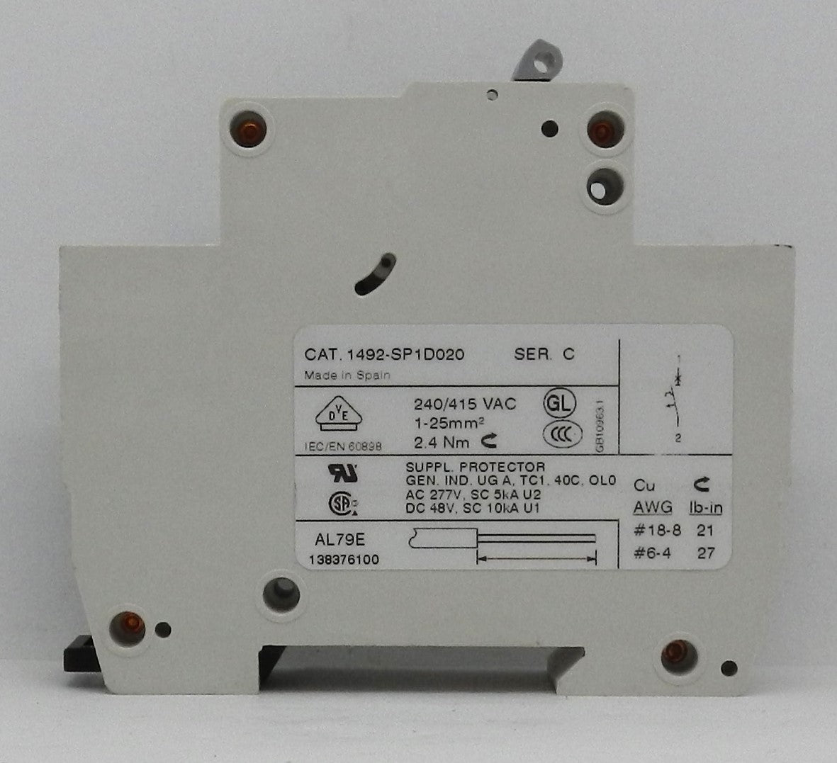 ALLEN-BRADLEY 1492-SP1D020  CIRCUIT BREAKER