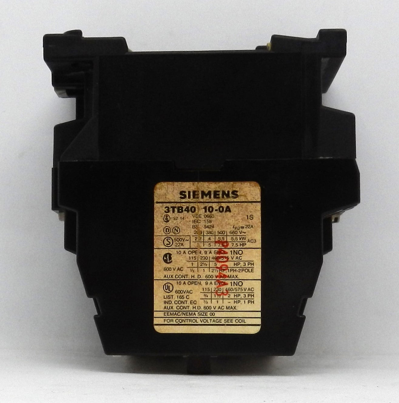 Siemens 3TB4-10-0A  CONTACTOR