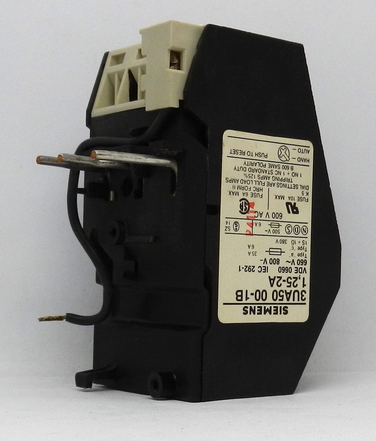 Siemens 3UA50-00-1B THERMAL DELAYED OVERLOAD RELAY