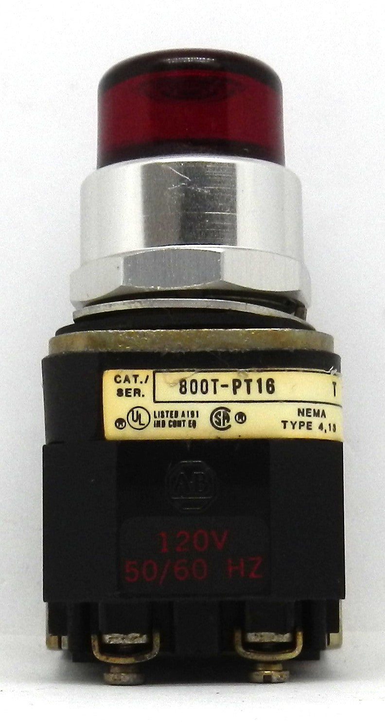 AB ALLEN-BRADLEY 800T-PT16 PUSH-TO-TEST BUTTON (Red)