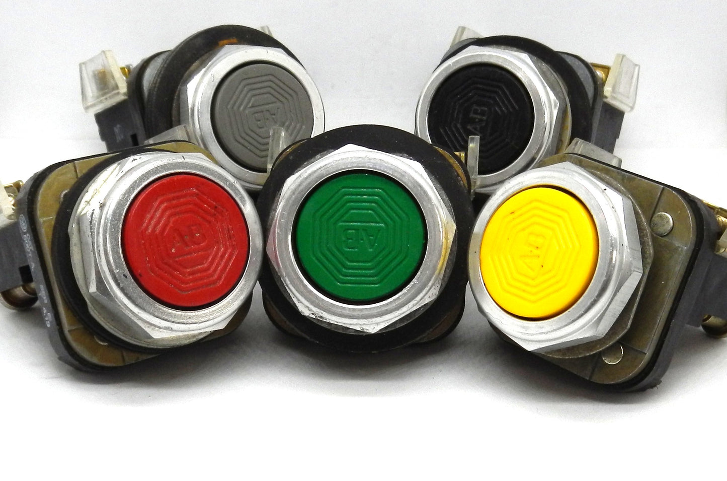 Allen-Bradley 800T-A Push Button, Momentary, 30.5mm Flush Head, Non-Illuminated, Metal, 2NO