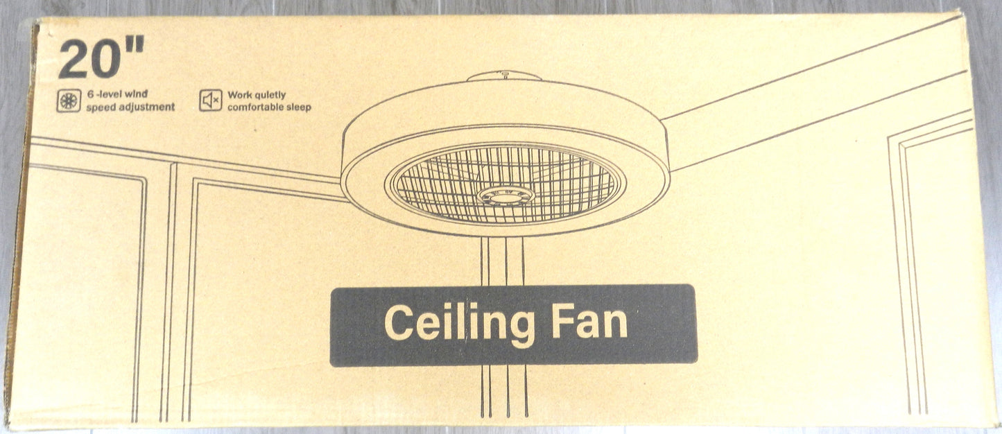 20" Modern Ceiling Fan with 6-Speed Wind Adjustment – Quiet Operation for Comfortable Sleep