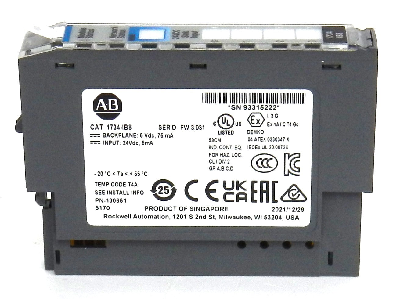 Allen-Bradley 1734-IB8 POINT I/O 8-Point 24V DC Digital Input Module