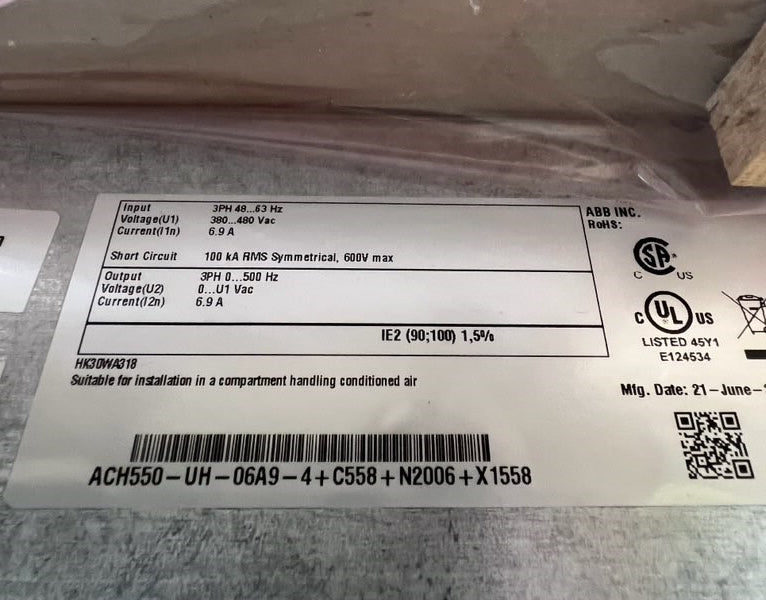 ABB ACH550-UH-06A9-4+C558+N2006+X1558 AC DRIVE