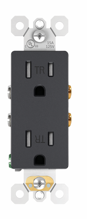 LED4M Decora 15 Amp Tamper-Resistant Duplex Wall Receptacle, Black