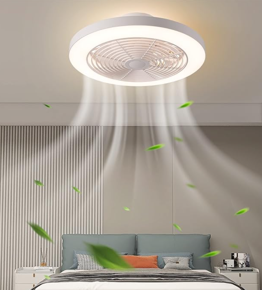 20" Modern Ceiling Fan with 6-Speed Wind Adjustment – Quiet Operation for Comfortable Sleep