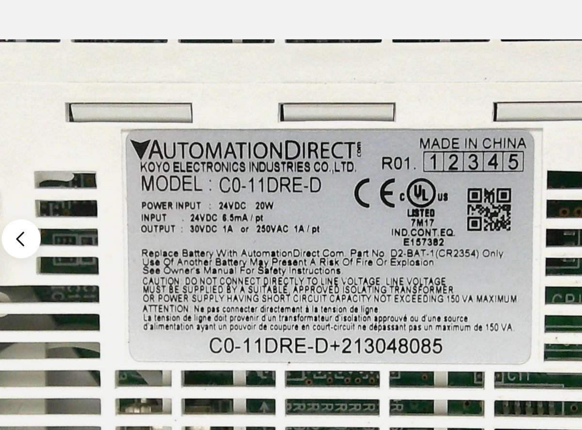 C0-11DRE-D CLICK Koyo PLC CPU – 24VDC, Ethernet, RS-232, Relay Outputs
