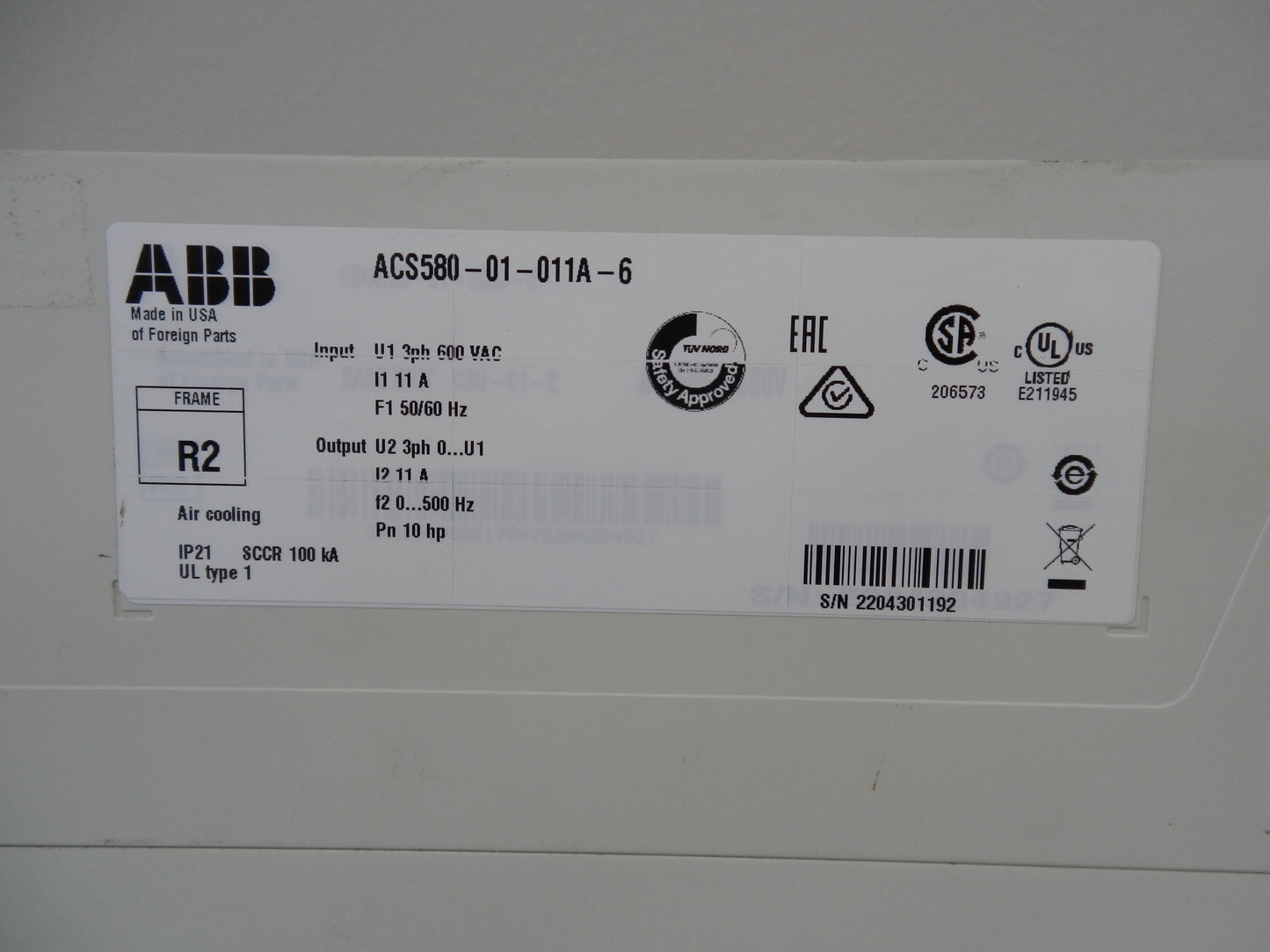 ABB ACS580-01-011A-6