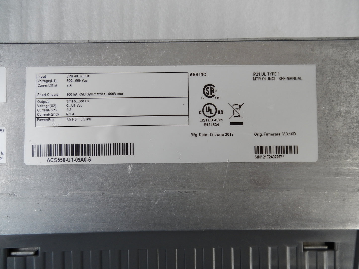 ABB ACS550-U1-09A0-6