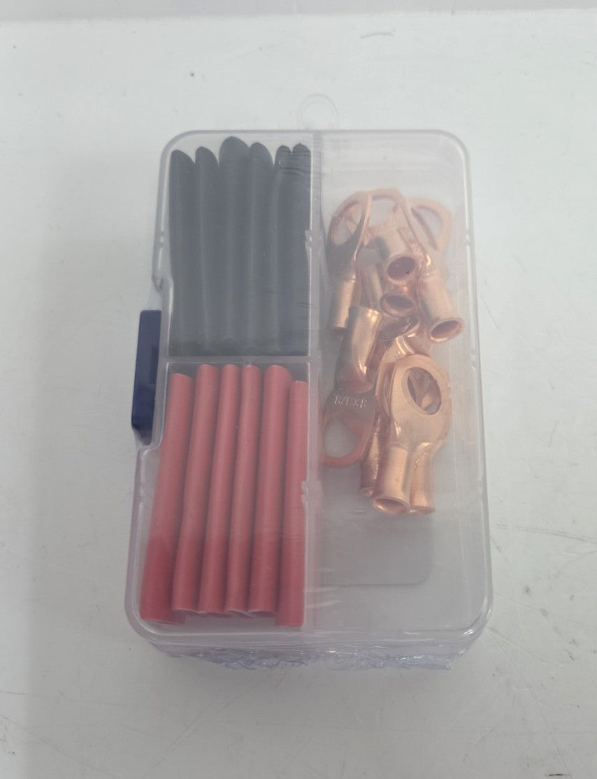 8 AWG Wirefy Copper Lug Kit 10 PCS 3/8" M10 with Heat Shrink Tubing