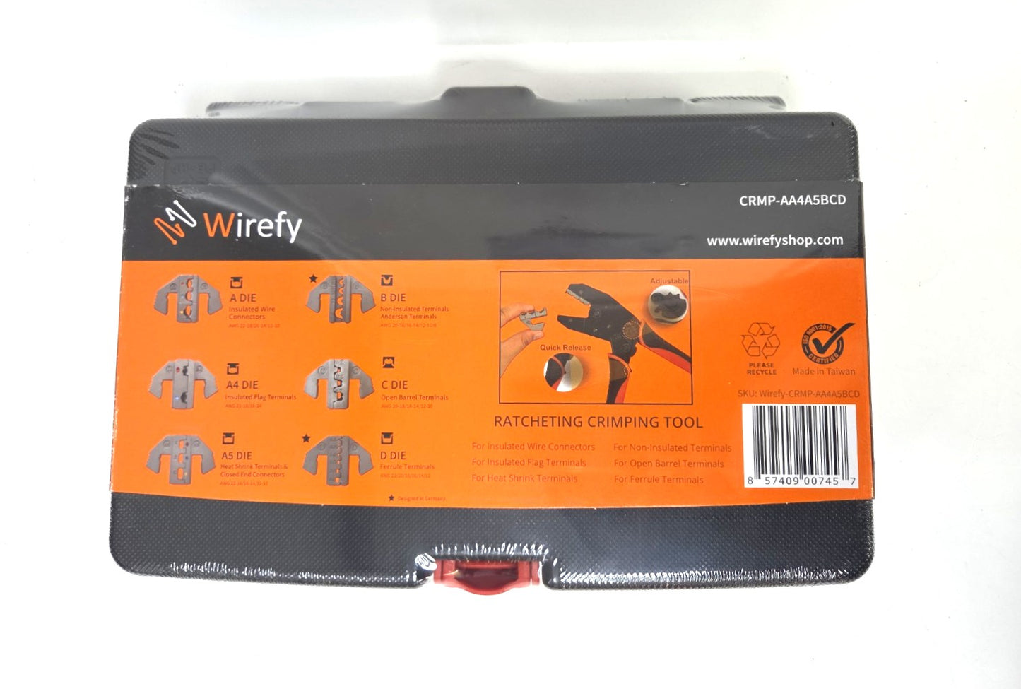 CRMP-AA4A5BCD Wirefy 8 Piece Quick Change Ratcheting Wire Crimping Tool Kit