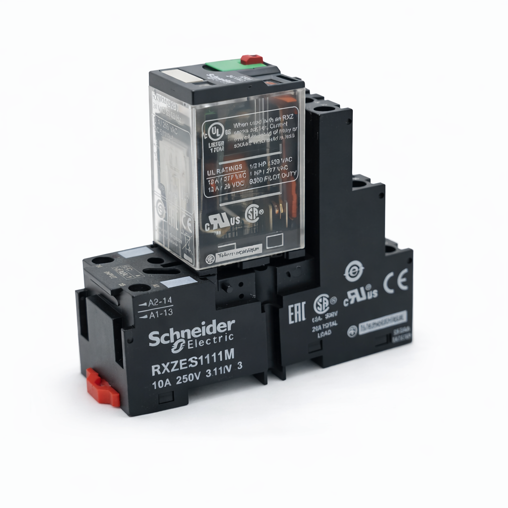 Schneider Electric RXM2AB2B7 Relay with RXZE2S111M Socket Base 24VAC/DC 2CO Zelio Relay Package