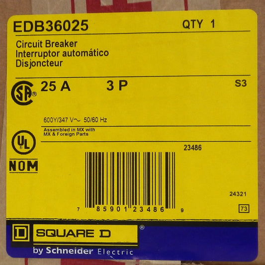 SQUARE D EDB36025 CIRCUIT BREAKER