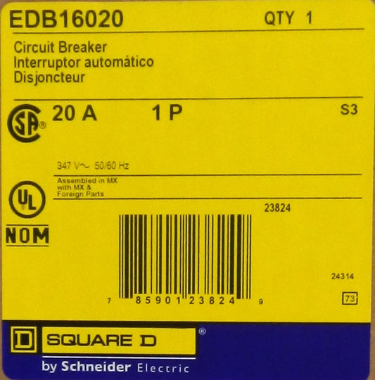 SQUARE D EDB16020 CIRCUIT BREAKER