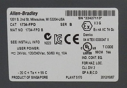 ALLEN-BRADLEY 1734-FPD FIELD POWER DISTRIBUTOR MODULE