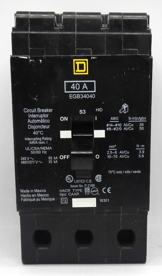 SQUARE D EGB34040 MINIATURE CIRCUIT BREAKER