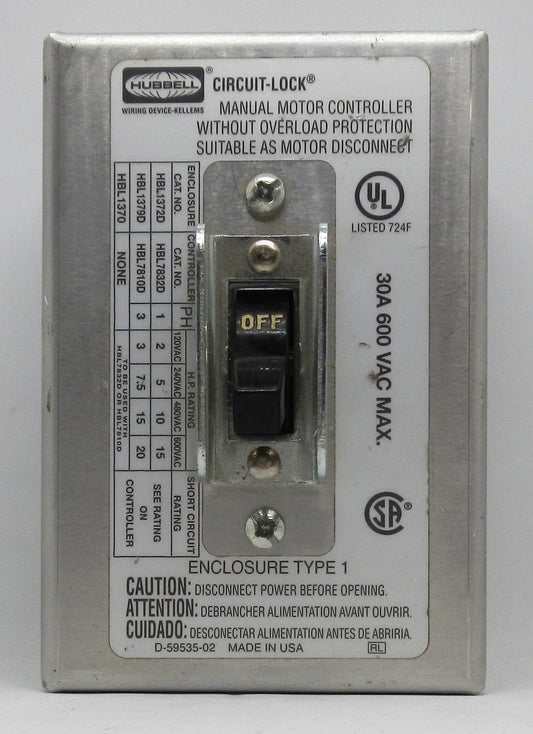 HUBBELL HBL7832D MOTOR DISCONNECT