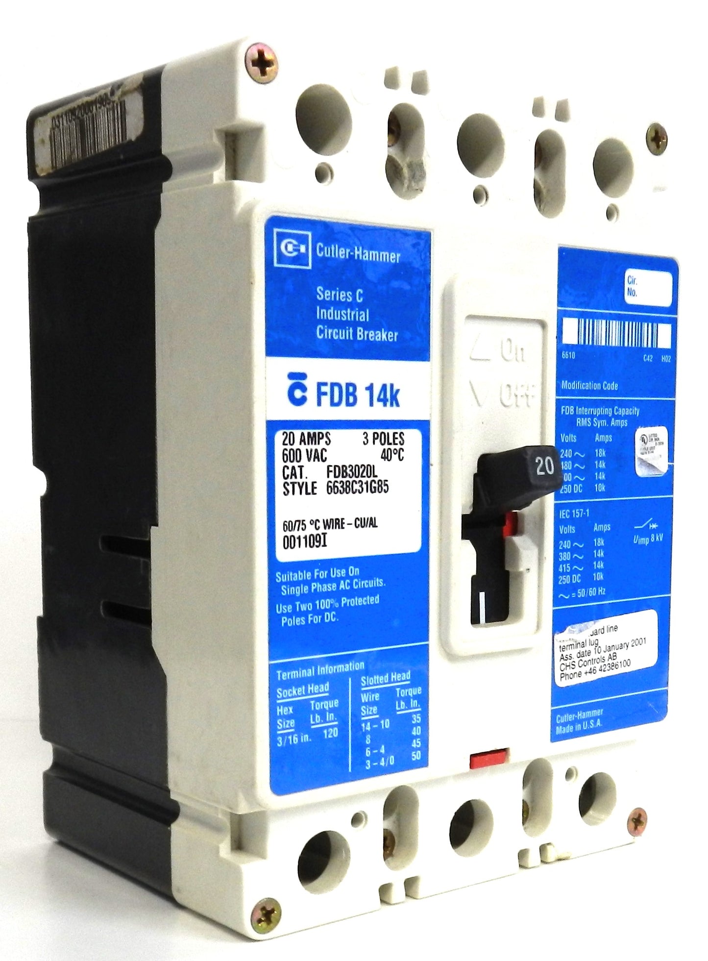 CUTLER-HAMMER FDB3020L  CIRCUIT BREAKER