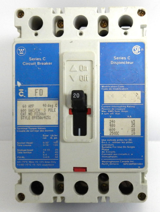 WESTING HOUSE FD3060 CIRCUIT BREAKER