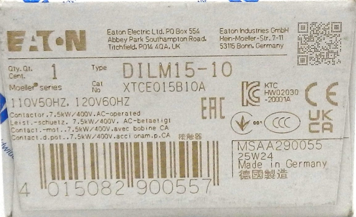 EATON XTCE015B10A CONTACTOR