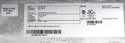 ABB ACH550-UH-011A-6  VFD AC DRIVE