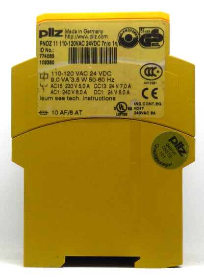 Pilz 11 110-120VAC 24VDC 7N/O 1N/C SAFETY RELAY