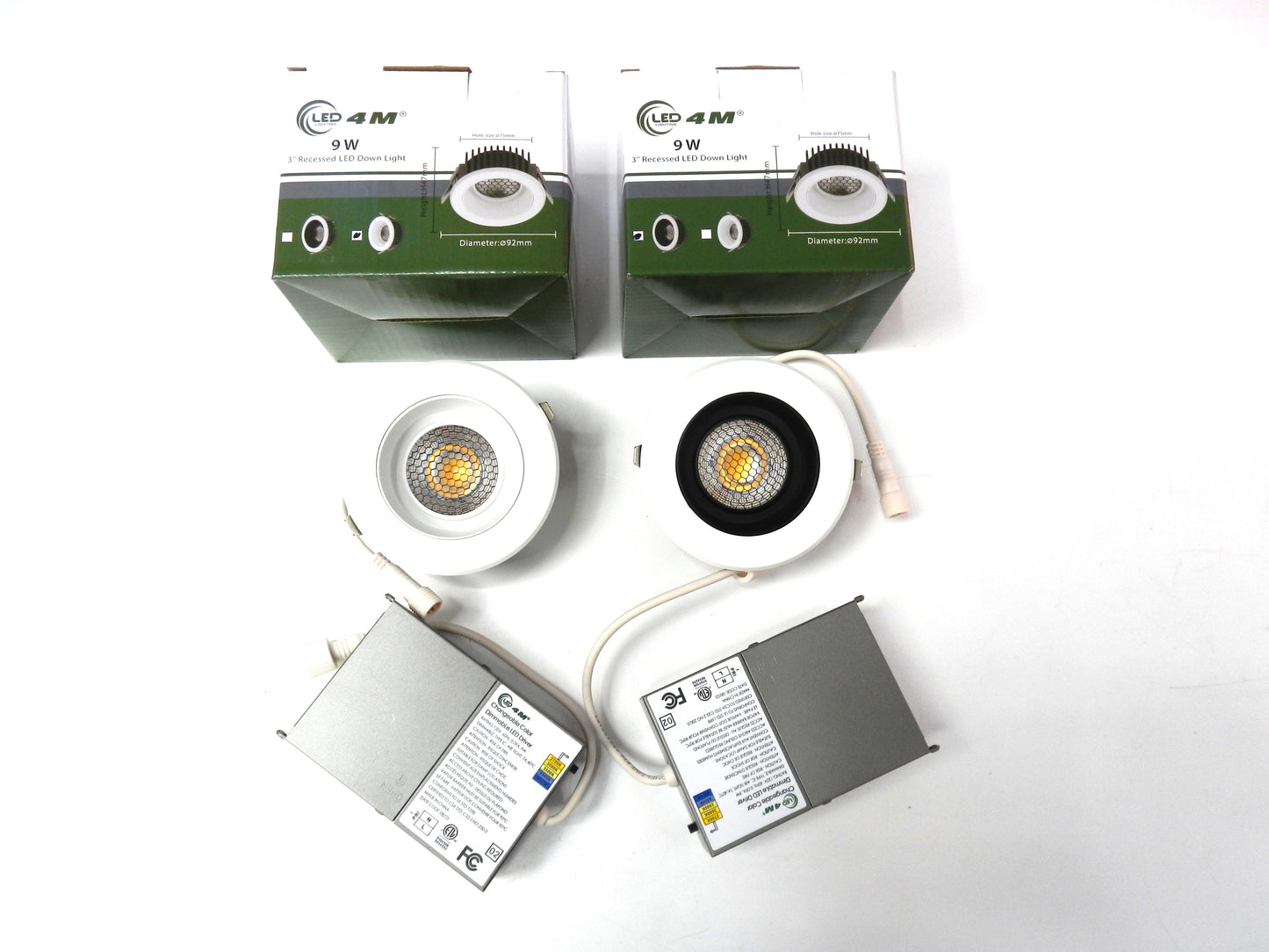 Potlight 9W 3" Recessed LED Down Light – 5CCT Adjustable, Dimmable (White/Black Reflector)