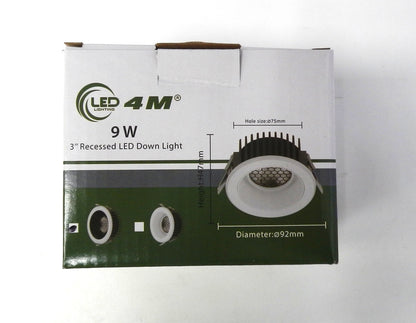 Potlight 9W 3" Recessed LED Down Light – 5CCT Adjustable, Dimmable (White/Black Reflector)