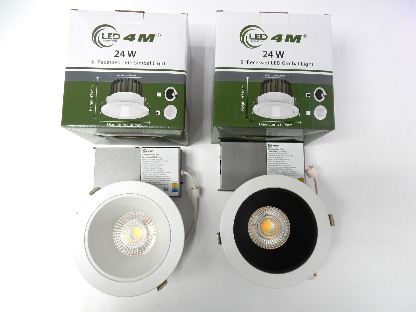 24W 5" Recessed LED Gimbal Light – 5CCT, Dimmable, High Output