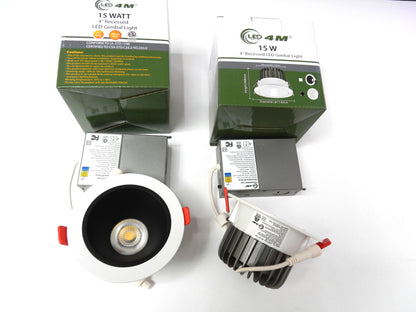 15W 4" Recessed LED Gimbal Light – 5CCT Adjustable, Dimmable, 1000LM