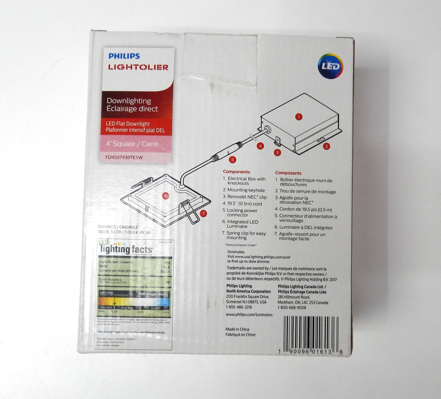 Philips Lightolier 4" LED Flat Downlight – 3000K Warm White, 700 Lumens, Low Profile, IC Rated, Energy Star