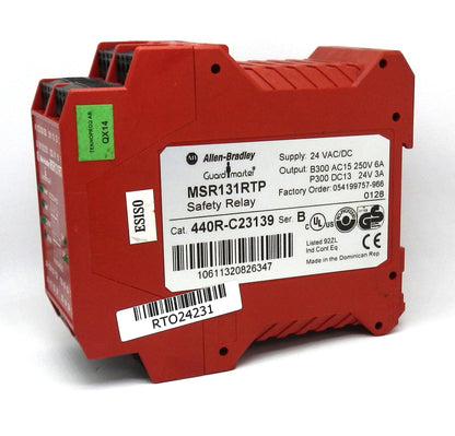 Allen-Bradley 440R-C23139 Guardmaster MSR131RTP Safety Relay, 24V AC/DC, 3NO, DIN Rail
