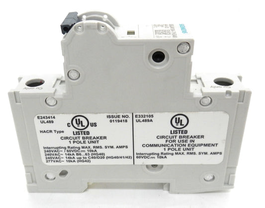 Siemens 5SJ4104-7HG40 Miniature Circuit Breaker 4A 1-Pole C Curve