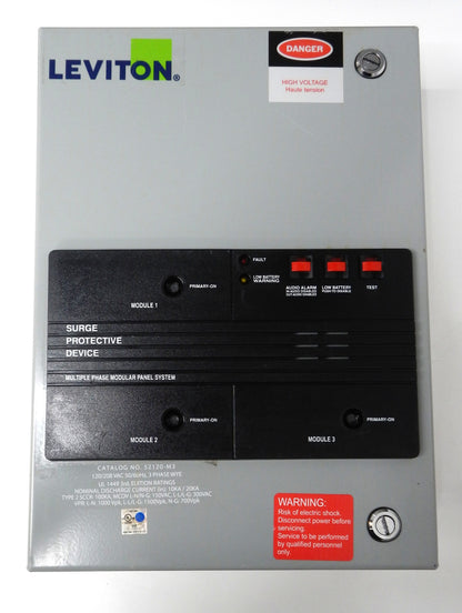 Leviton 52120-M3 Surge Protective Device Panel 120/208V 3-Phase Wye 100kA L-N NEMA 12 Industrial SPD with Replaceable Modules