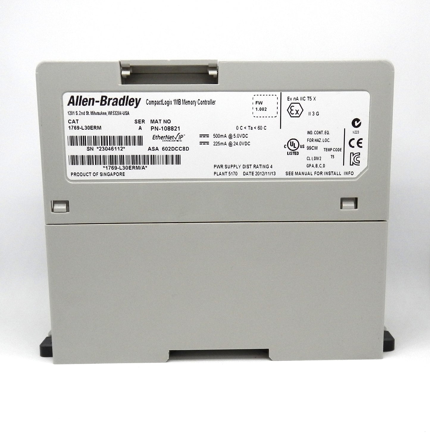 1769-L30ERM Allen-Bradley CompactLogix L3 Controller 1MB Memory Motion Support